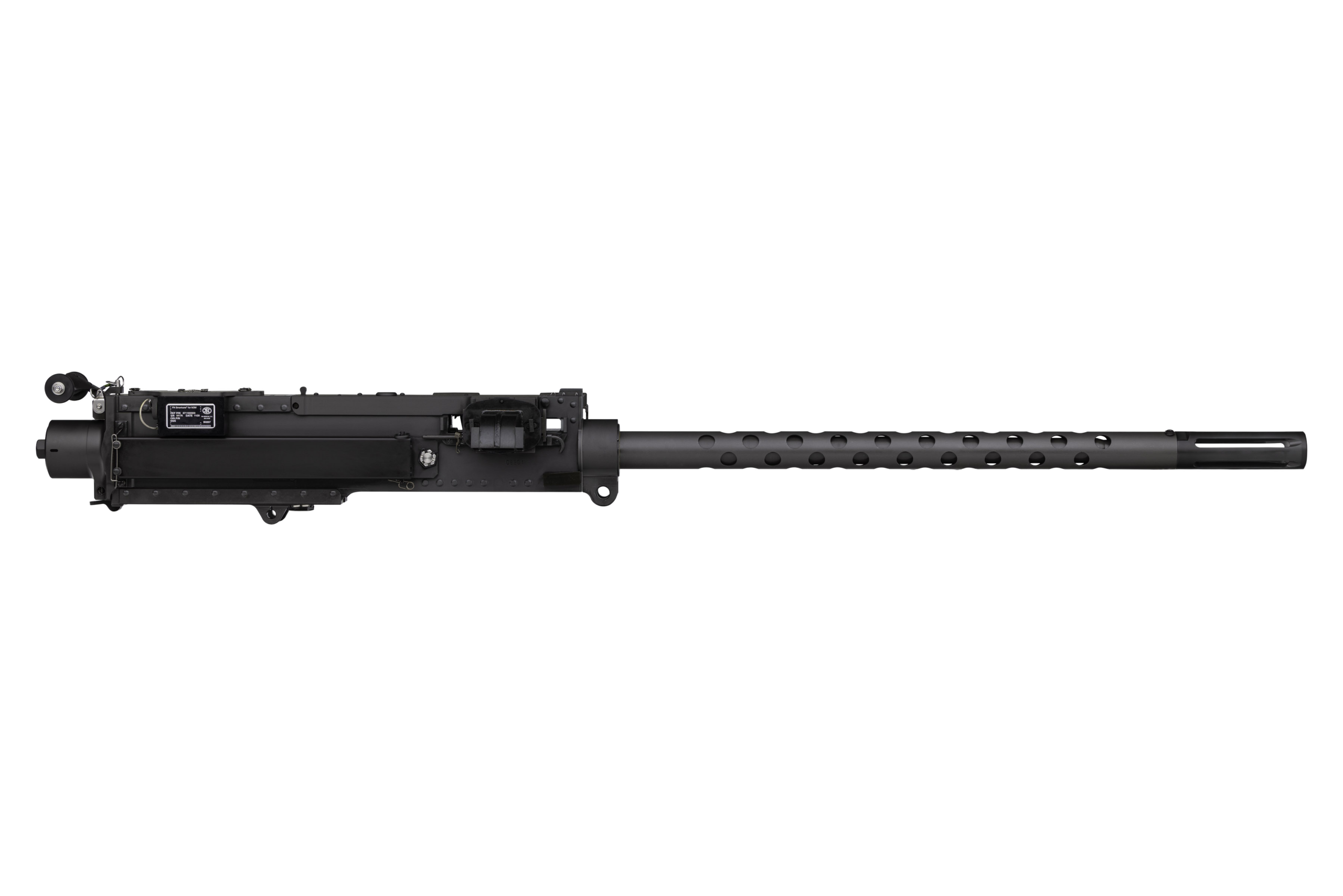 FN® M3M ENDURANCE .50 caliber machine gun shown in right side profile on a studio background.